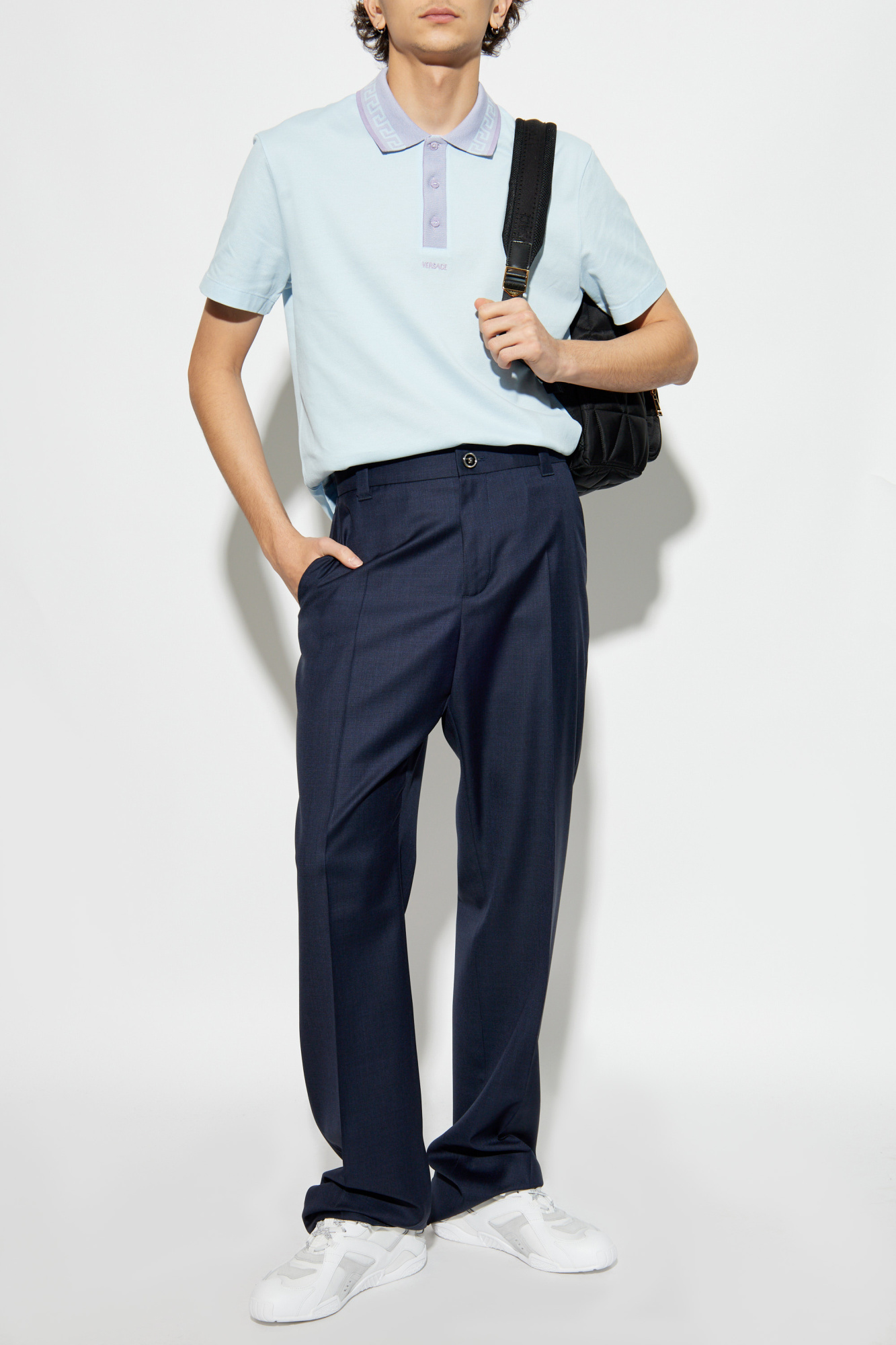パンツ Versace Cut-Out Stretch Wool Pants Medusa '95 Wool-Blend Flared Pants Black | VERSACE US